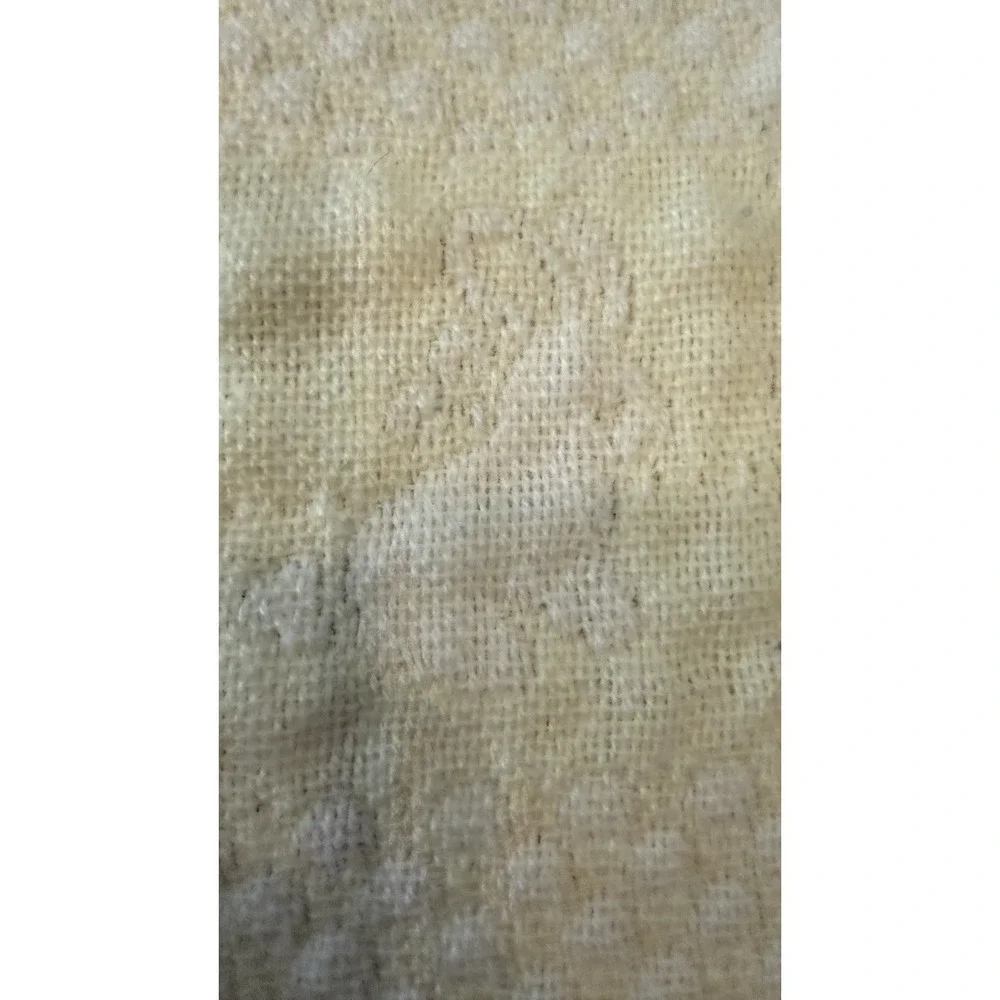 Vintage Baby Blanket 100% Acrylic Textured Fringed Ducks Bears Hearts Yellow